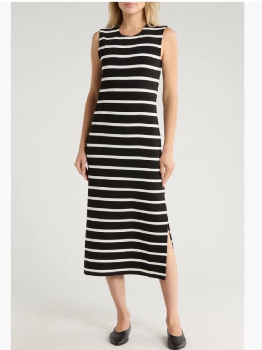 Rag & Bone  Colette  Black and White Striped Sleeveless Midi dress.$228